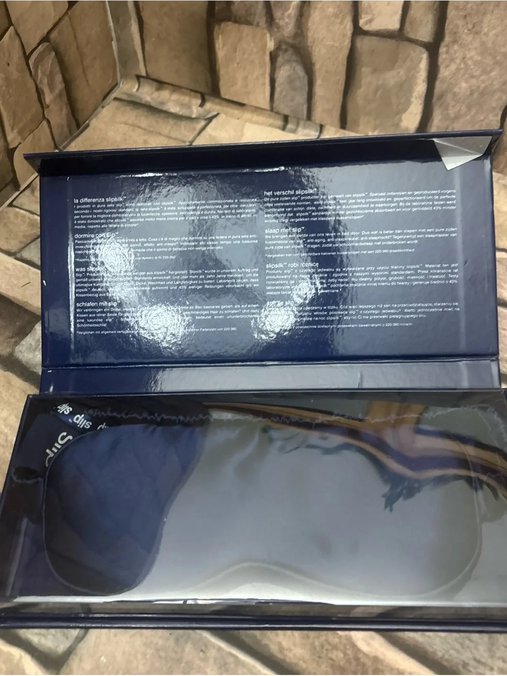 NIB Slip Pure Silk Sleep Mask in a navy blue